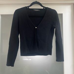 Cashmere Black Ribbed Cardigan